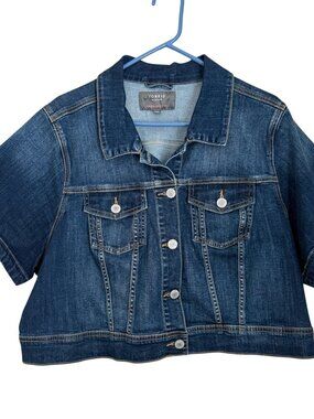 Torrid Denim Jacket 3 Blue Short Sleeve Cropped Button Jean Trucker Western Boho